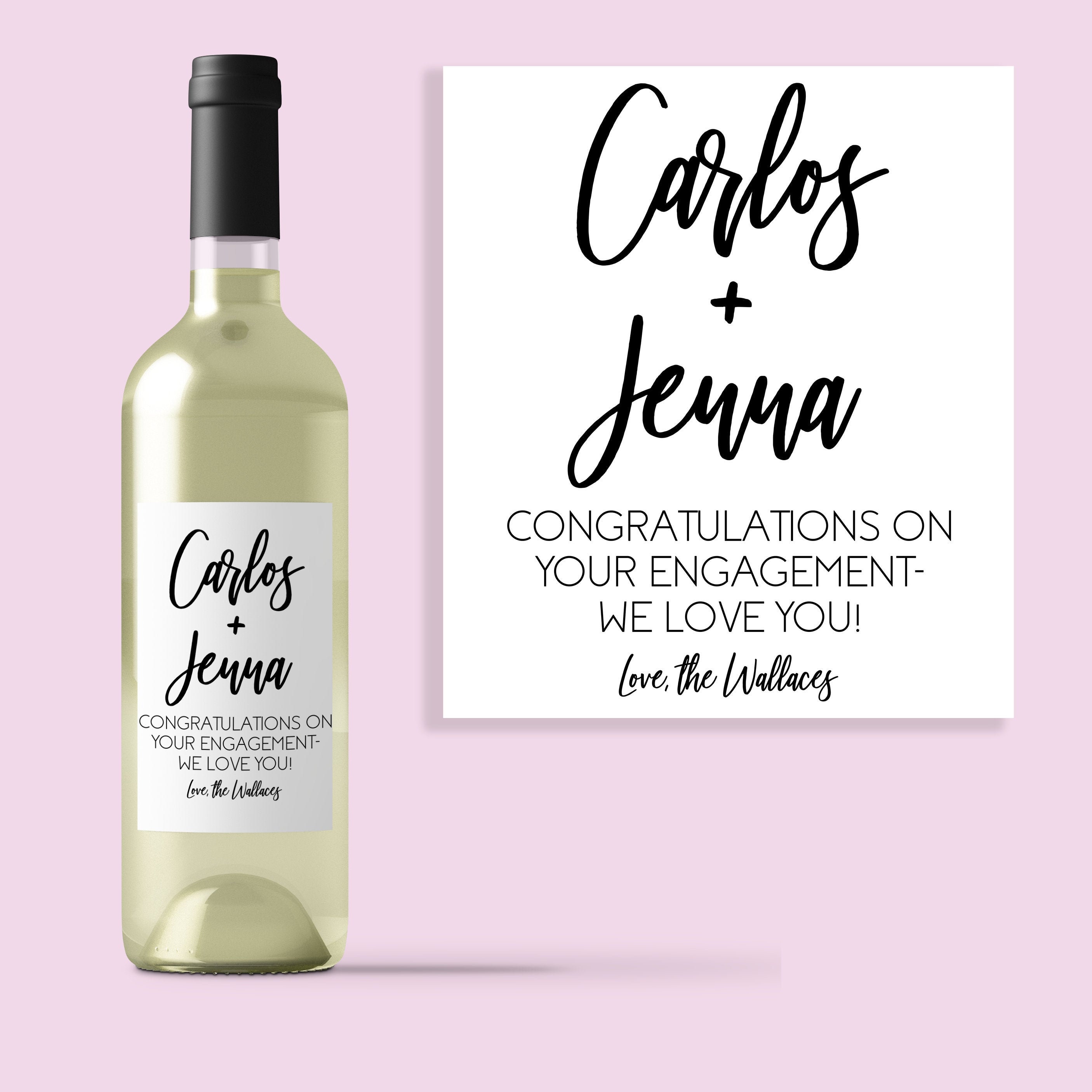 Custom Name Engagement Wine Label Cute Engagement Gift Etsy