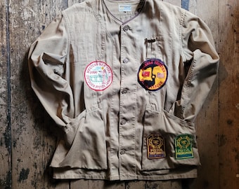 ジャケット・アウター vintage units paint design over blouson セール】Vintage satin gather blouson / ヴィンテージサテン