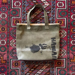 Salvage & Sawdust Re-Worked WW2 Kit Bag Daily Tote Bag. Handmade in Brighton. image 1