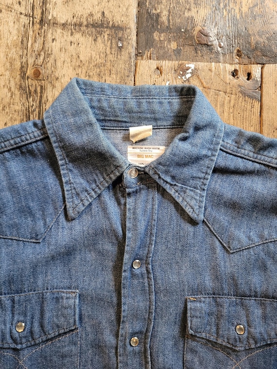 トップス BIG MAC DENIM WSTERN SHIRT M USED Vintage Big Mac Denim Western Style Shirt, Size Medium. - Etsy