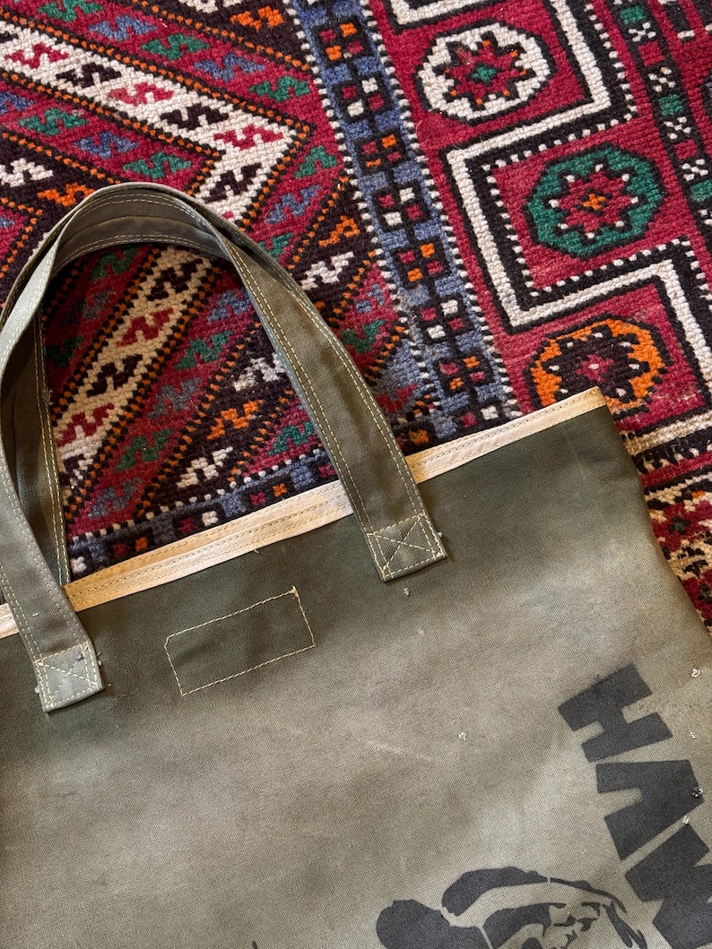 Salvage & Sawdust Re-Worked WW2 Kit Bag Daily Tote Bag. Handmade in Brighton. image 7