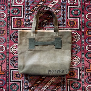 Salvage & Sawdust Re-Worked WW2 Kit Bag Daily Tote Bag. Handmade in Brighton. image 2