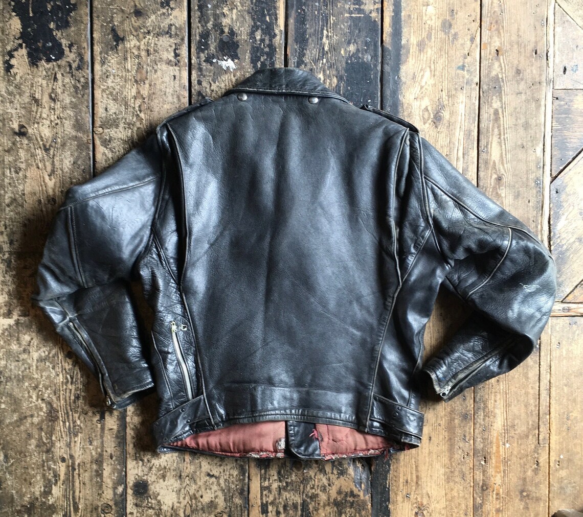 Rare 1950s Horsehide Leather Biker Jacket by Lawrence Red image 9