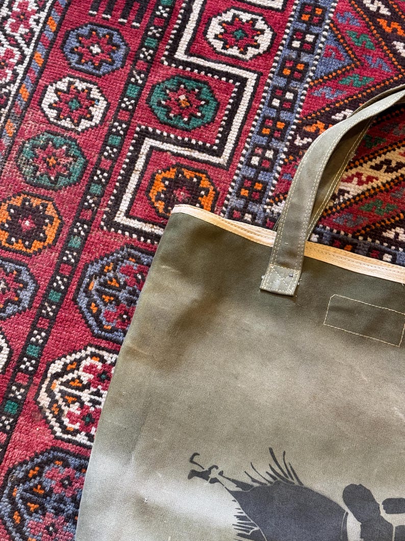 Salvage & Sawdust Re-Worked WW2 Kit Bag Daily Tote Bag. Handmade in Brighton. image 6