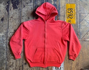 Vintage 1960/70s Red Waffle Lined Hoodie, Soft and Faded Vintage 1960/70s Red Waffle Lined Hoodie, Soft and Faded