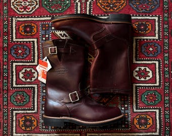 7EEE Vintage 70s Engineer Work Motorcycle Boots Men's Black