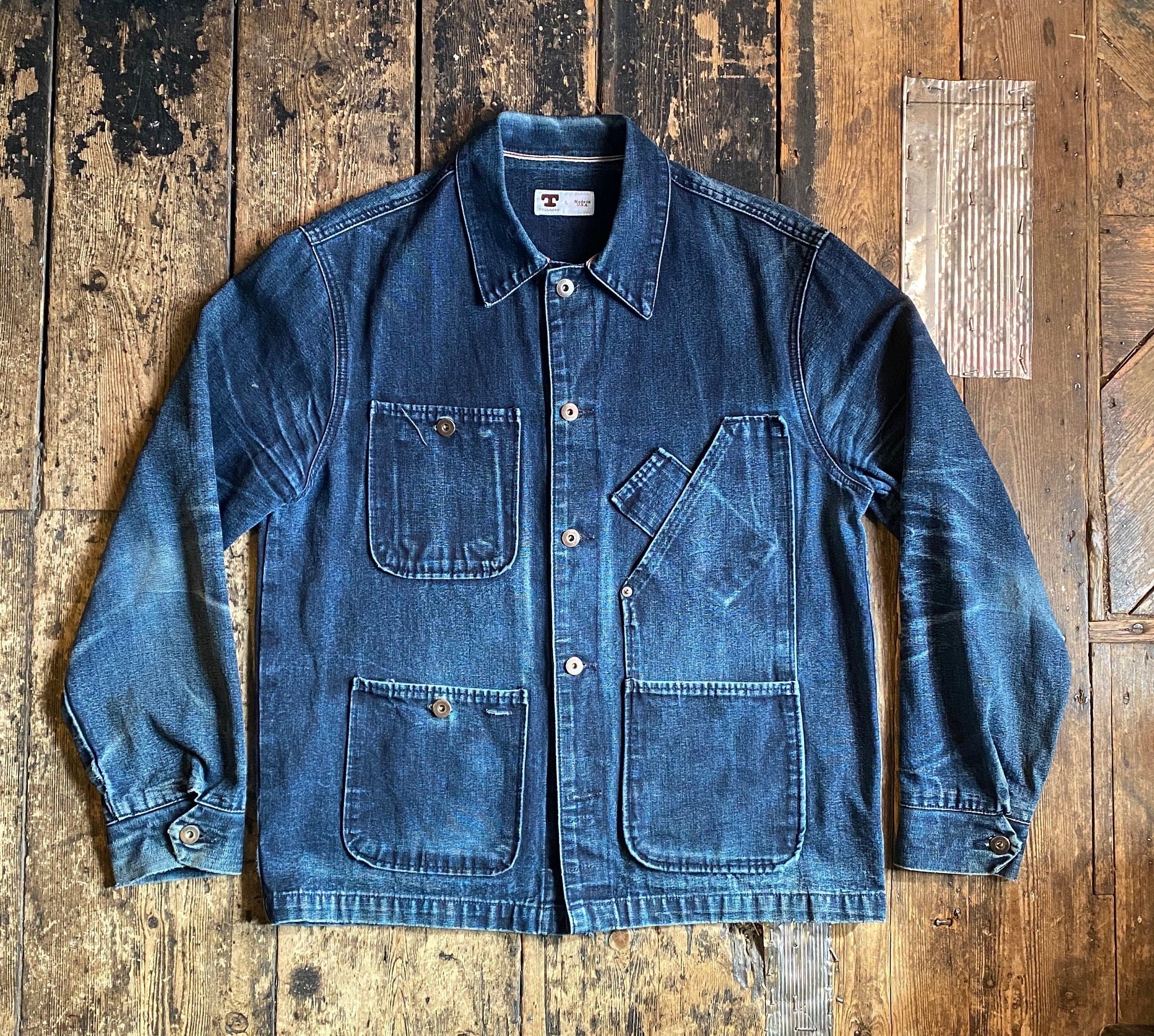 Tellason Selvedge Denim Jacket, Made USA, Fabric Made in Tellason Selvedge Denim Jacket, Made USA, Fabric Made in