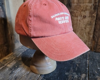 Salvage and Sawdust Limited Edition, Parts and Service Cap, Heritage Style. Red.