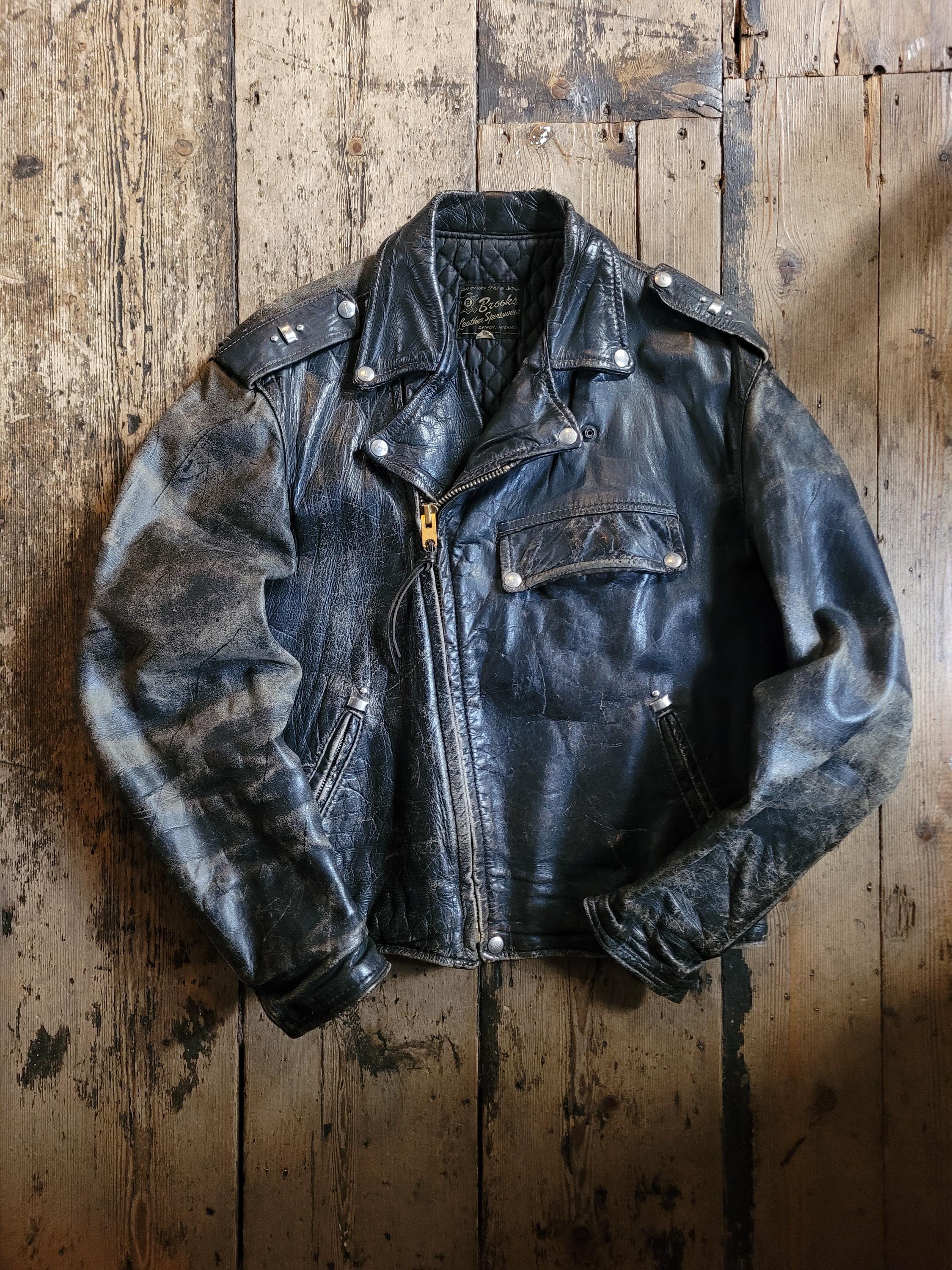 Brooks Vintage 60s Leather Jacket - Etsy Brooks Vintage 60s Leather Jacket - Etsy