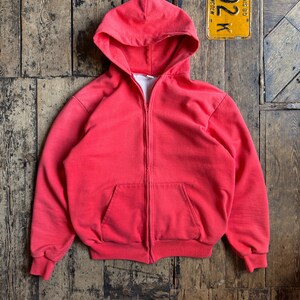 Vintage & Rare 1960/70s Red Waffle Lined Thermal Sunfaded Hoodie