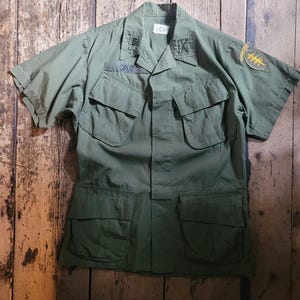 Vintage 1960s Vietnam, US Army Special Forces Jungle Jacket, Short Sleeved, Medium.
