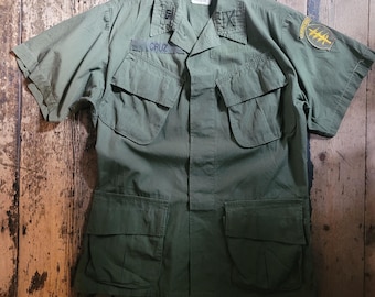60's Military USAF Slant Pocket Jungle Jacket Short Sleeve