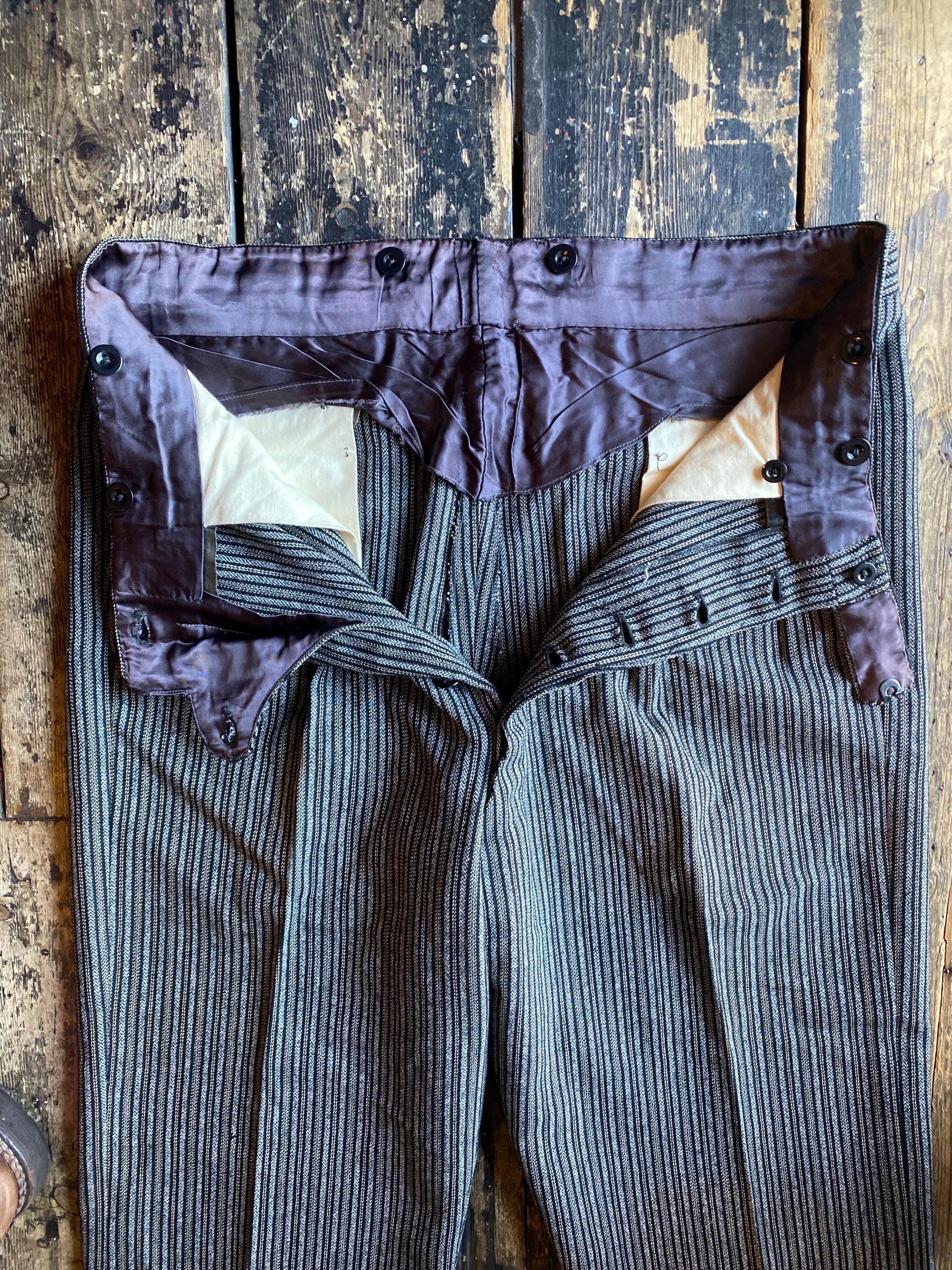 Rare Early 1930/40s Baxi Pin Stripe High Waisted Trousers Rare Early 1930/40s Baxi Pin Stripe High Waisted Trousers