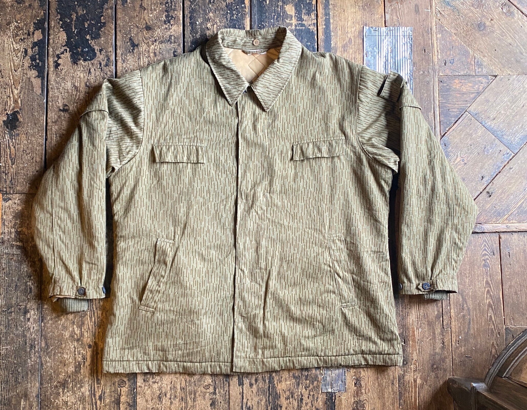 Vintage P60 East German Strichtarn Camo Jacket, Rain Camo Vintage P60 East German Strichtarn Camo Jacket, Rain Camo