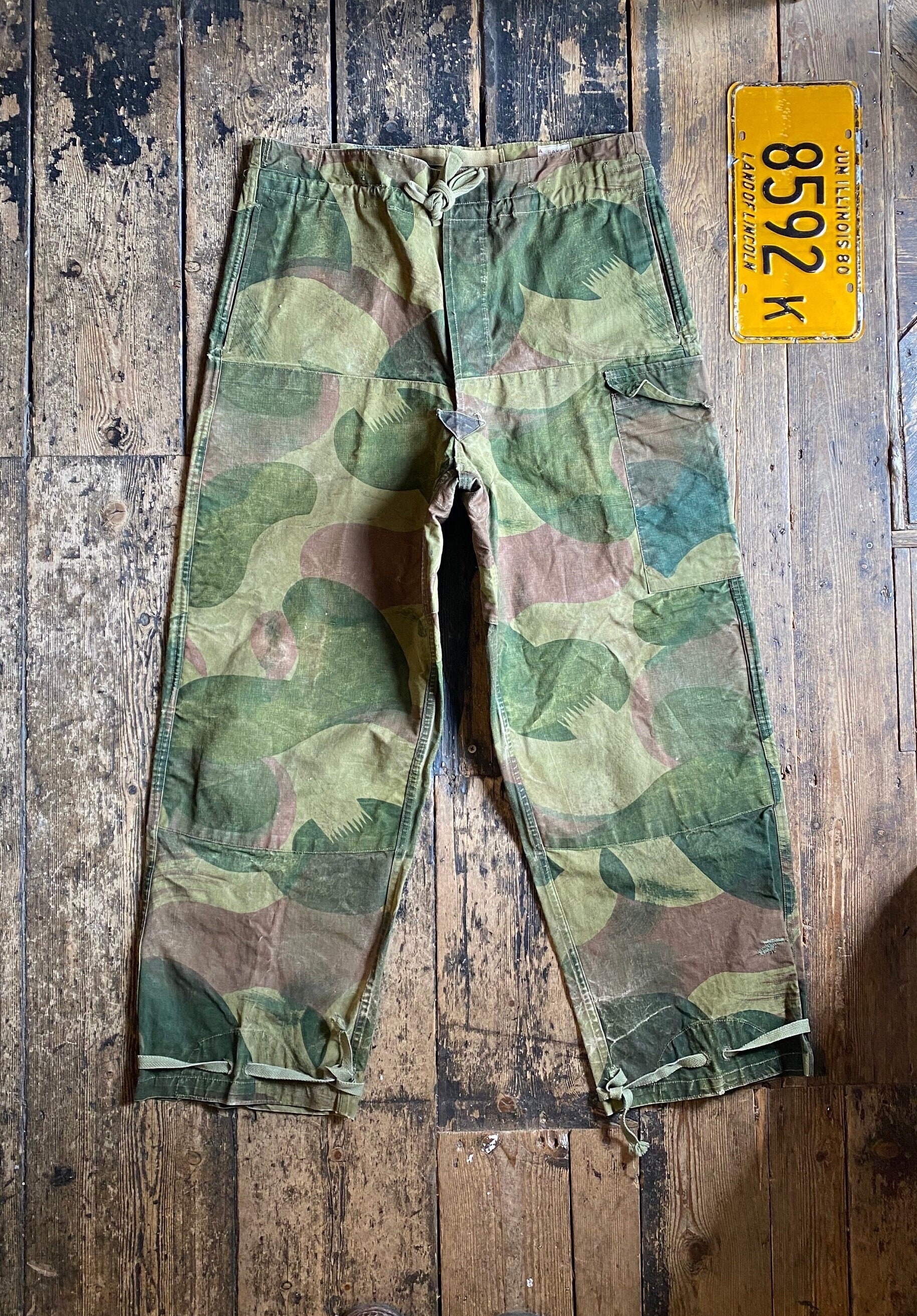Vintage RAKA 1956 Belgium Brushstroke Camo Trouser, Soft and Faded 