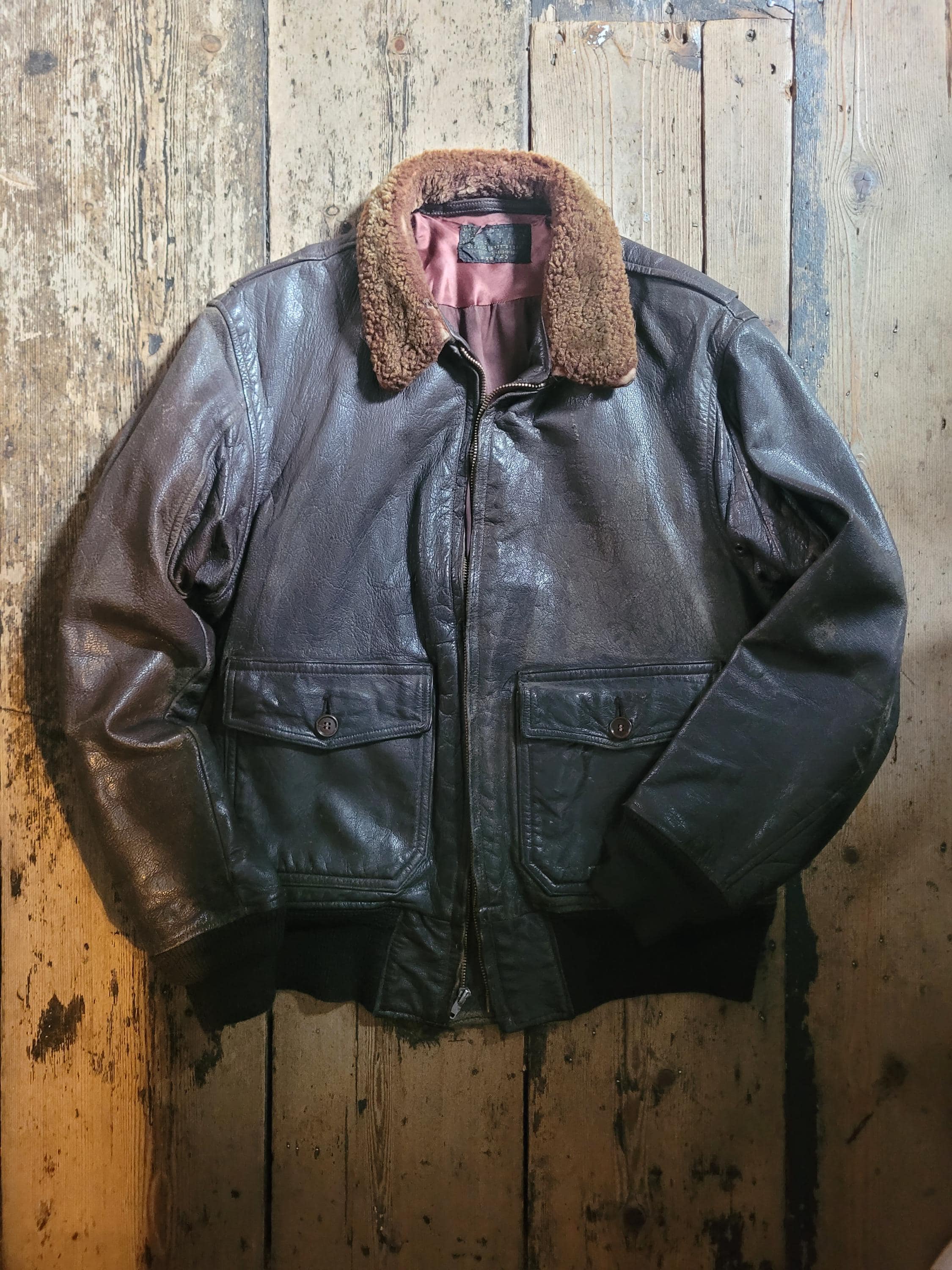 ジャケット・アウター 60s vintage leather flight jacket Vintage USN G-1 1958 Leather Flight Jacket, Original, Size