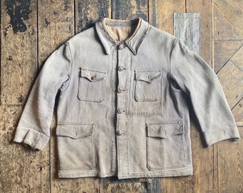 Vintage Rare 1940/50’s French Corduroy Hunting Jacket, Brand - Au Coutu Breton, Metal Embossed Original Game Buttons, Medium