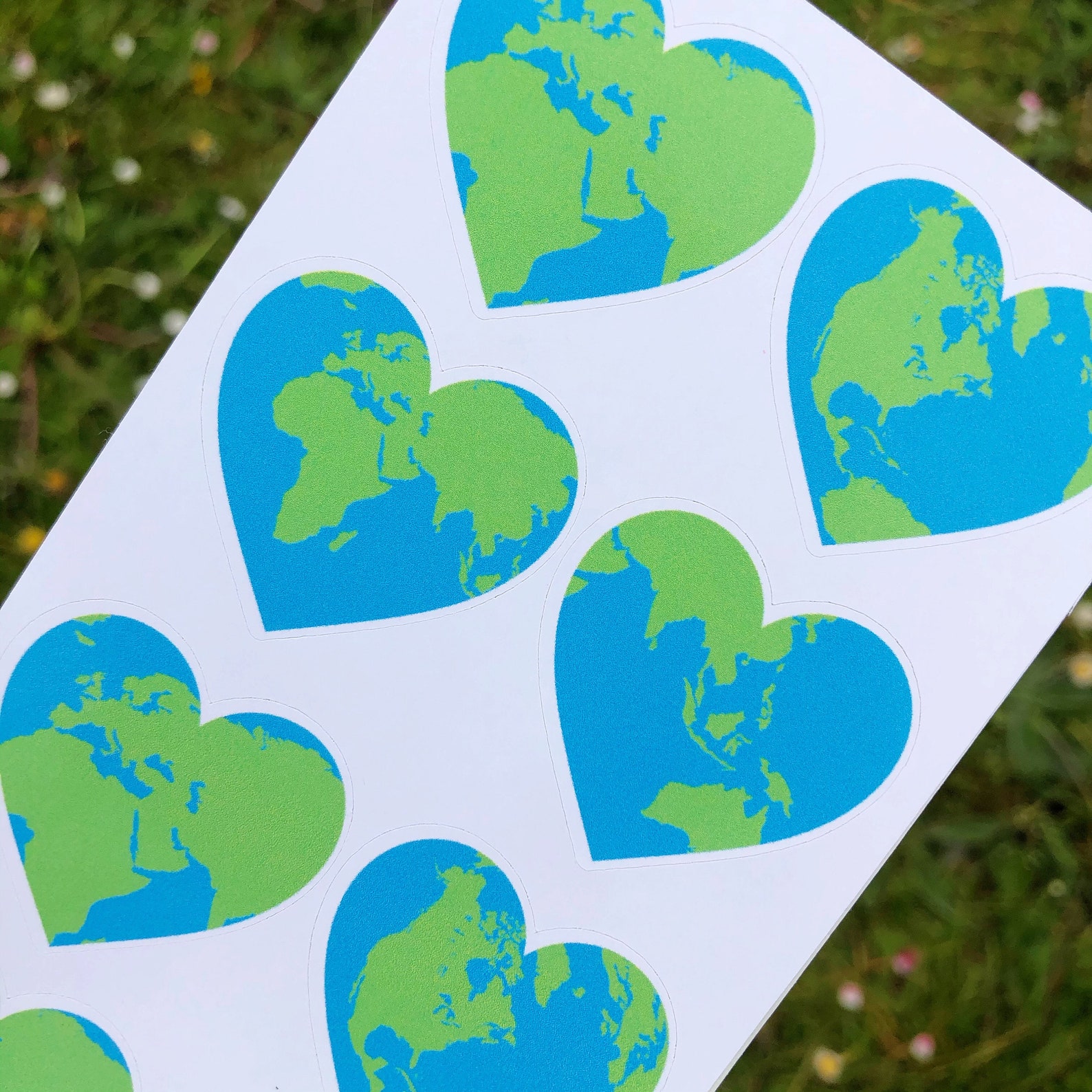 Earth Sticker Sheet Cute 00s Heart Earth Etsy