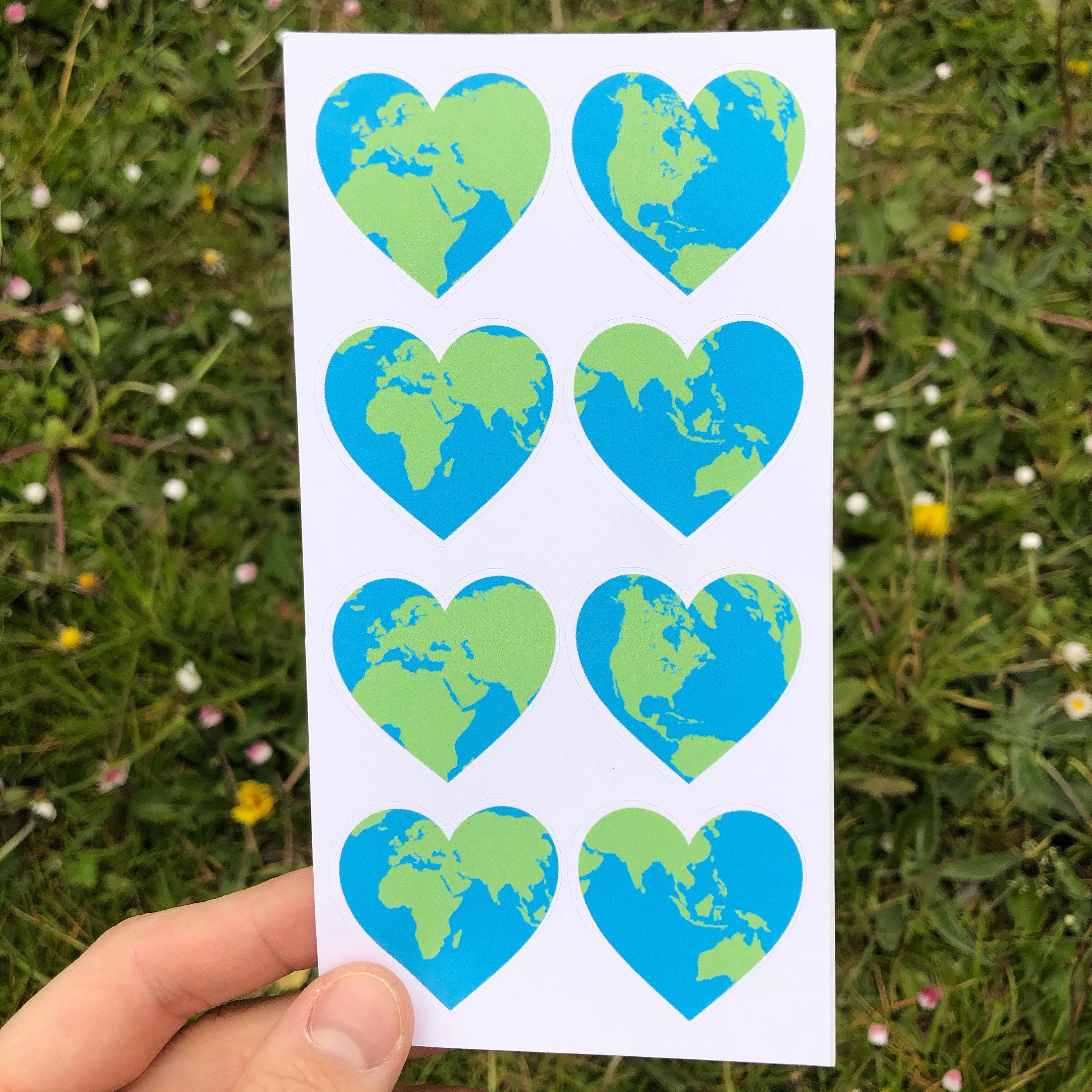 Earth Sticker Sheet Cute 00s Heart Earth Etsy