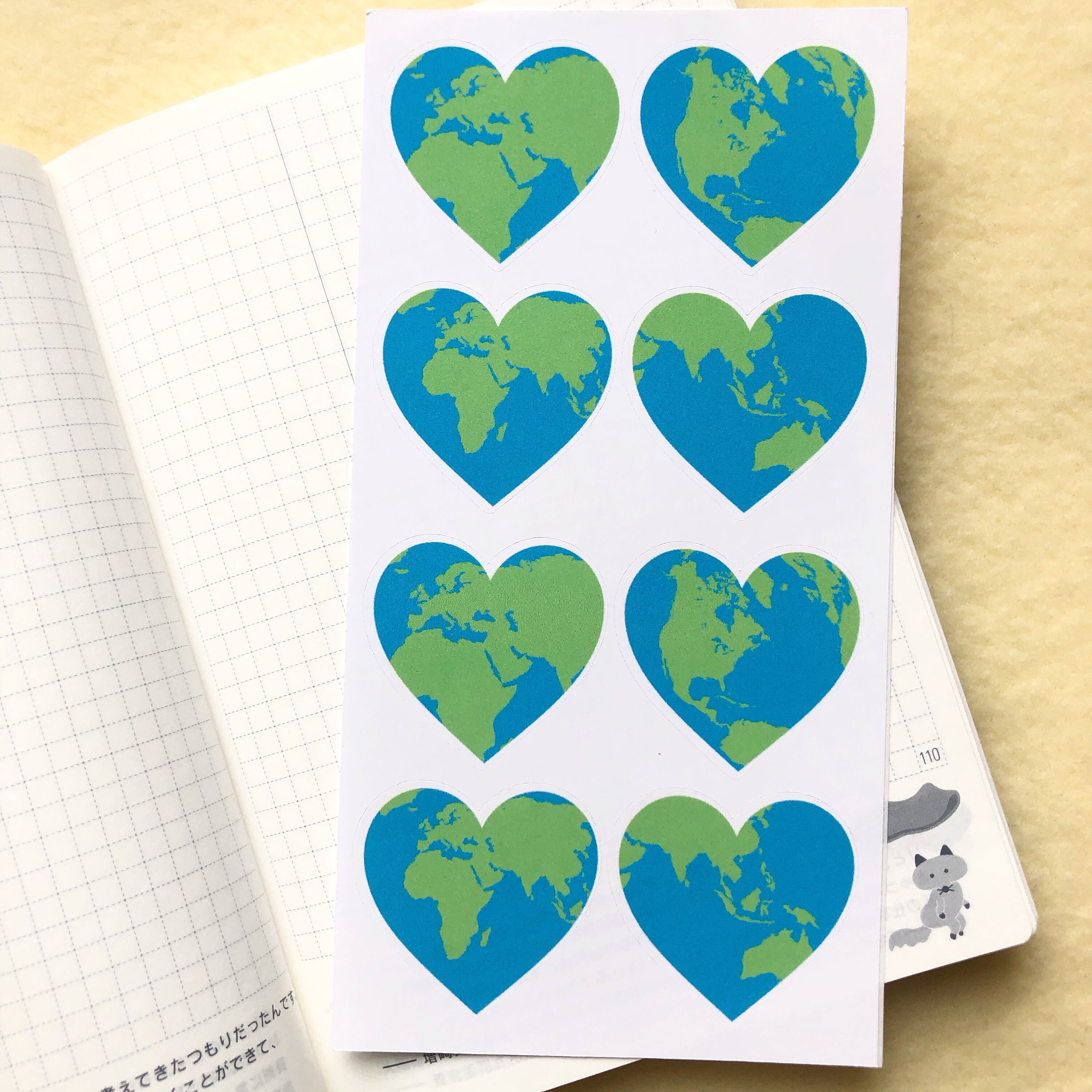 Earth Sticker Sheet Cute 00s Heart Earth Etsy