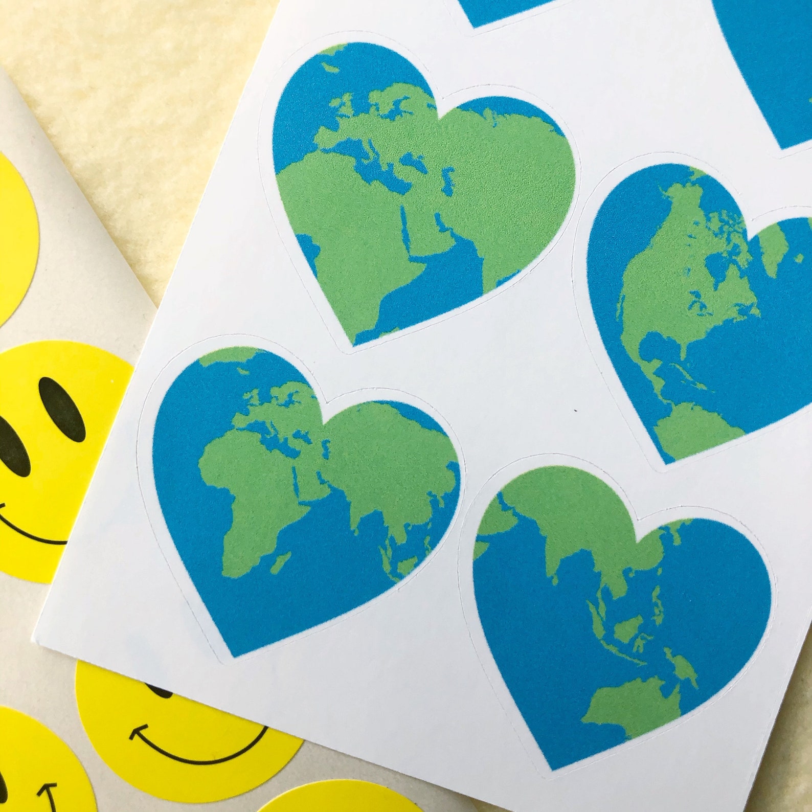 Earth Sticker Sheet Cute 00s Heart Earth Etsy
