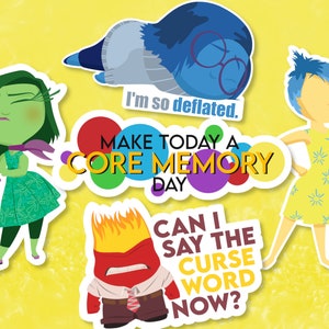 Inside Out Stickers Sadness Joy Anger Disgust Bing Bong Core Memory Day ...
