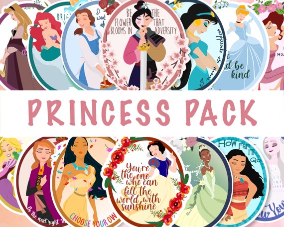 Disney Princess Stickers Elsa Meg Jasmine Moana Rapunzel Mulan Belle  Cinderella Disney Princess Sticker Disney Stickers 