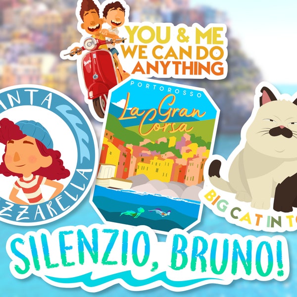 Disney Luca Stickers | Silenzio Bruno Sticker | Luca Sticker | Luca Vespa Sticker | Portorosso | Santa Mozzarella | Giulia | Disney Sticker