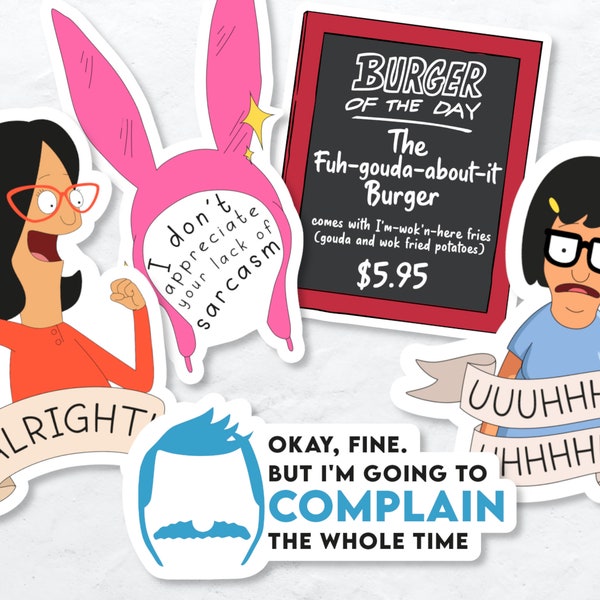 Bob's Burgers Stickers | Tina Belcher | Louise | Linda Belcher | Bobs Burgers Stickers | Bobs Burgers | Tina Sticker | Bobs Burgers Sticker