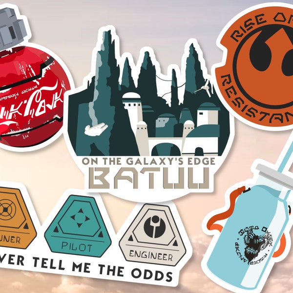 Star Wars Stickers | Galaxy's Edge Sticker | Rise of The Resistance | Millennium Falcon Smugglers Run | Batuu | Blue Milk | galaxys edge