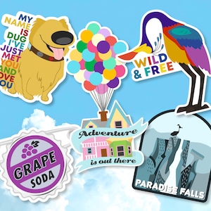 Disney Up Stickers | Carl & Ellie | Grape Soda | Dug Sticker | Paradise Falls | Adventure Is Out There | Disney Stickers | Disney Up Sticker