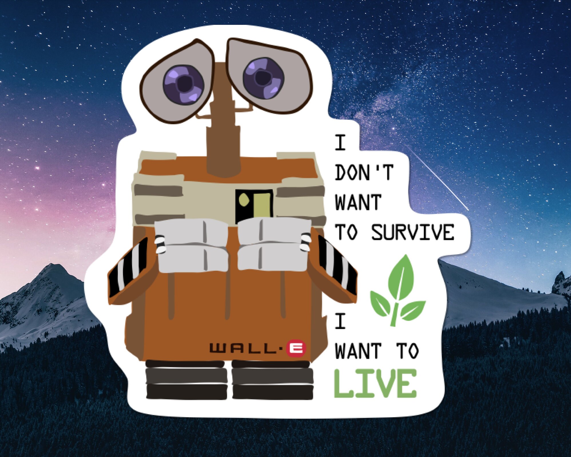 WallE No quiero sobrevivir Quiero vivir Disney Sticker / Wall Etsy