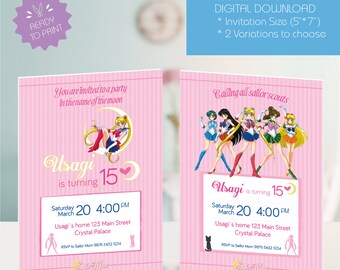 Sailor Moon Birthday Invitation Party Personalized Printables, Sailor Moon Invitation