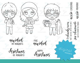 Wizards Christmas |  Cute Digital Stamp | INSTANT DOWNLOAD | Clipart