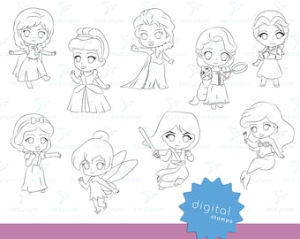 Cute Princess |  Cute Digital Stamp | INSTANT DOWNLOAD | Clipart