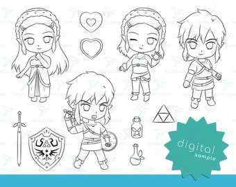 Hero of the Wild |  Cute Digital Stamp | INSTANT DOWNLOAD | Clipart Link and Zelda