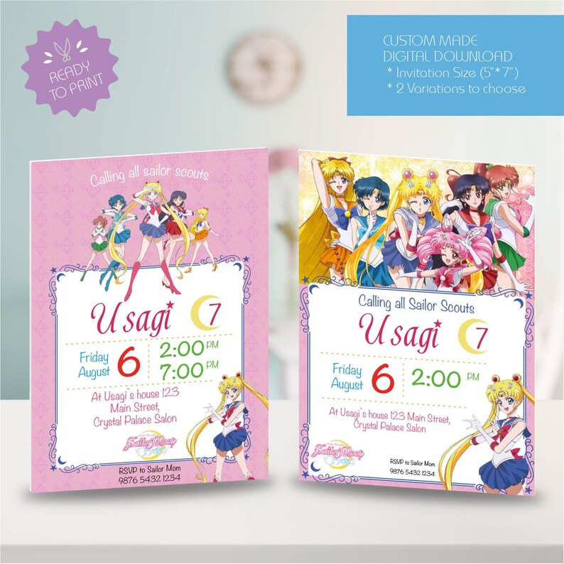 Sailor Moon Birthday Invitation Party Personalized Printables - Etsy Norway