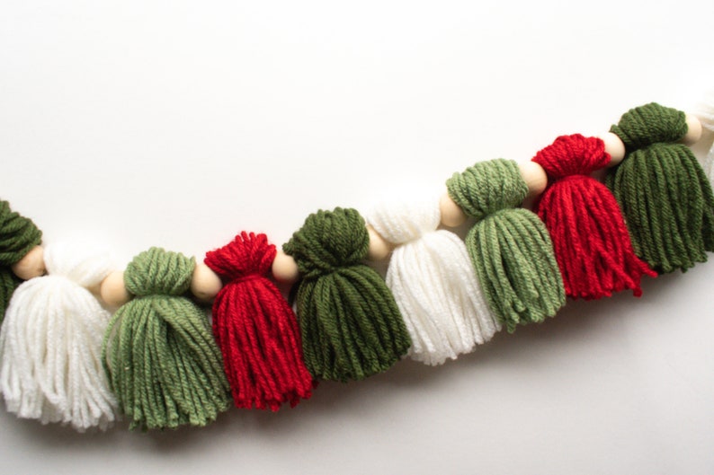 Yarn Tassel Christmas garland christmas decor boho image 1
