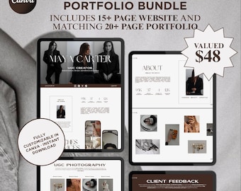Beauty & Skincare UGC Website + Portfolio Bundle | Canva Template for UGC Creators and Influencers