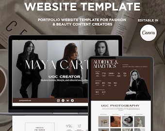 de site Web d'influenceur de la mode canva | Site Web de portfolio de créateur de beauté | Kit média UGC pour les créateurs de contenu