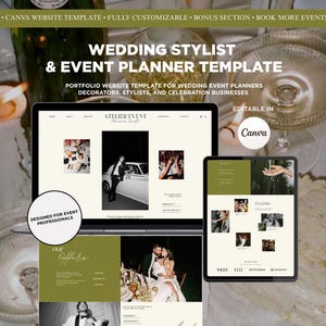 Plantilla web de Canva para la imagen de marca de eventos, diseño editable para negocios de planificación de bodas.
