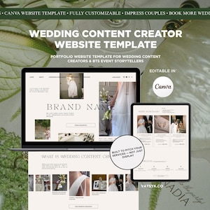 Wedding Content Creator Website Template Canva | Wedding BTS Portfolio Website | Social Media Wedding Creator Portfolio | Modern Template