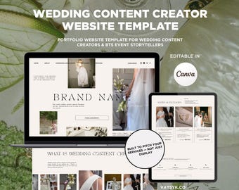 Hochzeit Inhalt Ersteller Website Template Canva | Hochzeit BTS Portfolio Website | Social Media Hochzeitsdesigner Portfolio | Moderne Vorlage