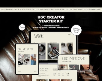UGC Creator Starter Kit Canva | Portfolio, Website, Media Kit, Rate Card, Pricing Guide | Brand Deal Ready Bundle
