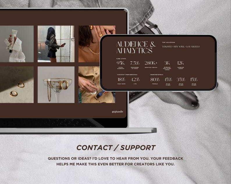 Modern aesthetic influencer media kit Canva template designed for fashion, beauty and lifestyle content creators