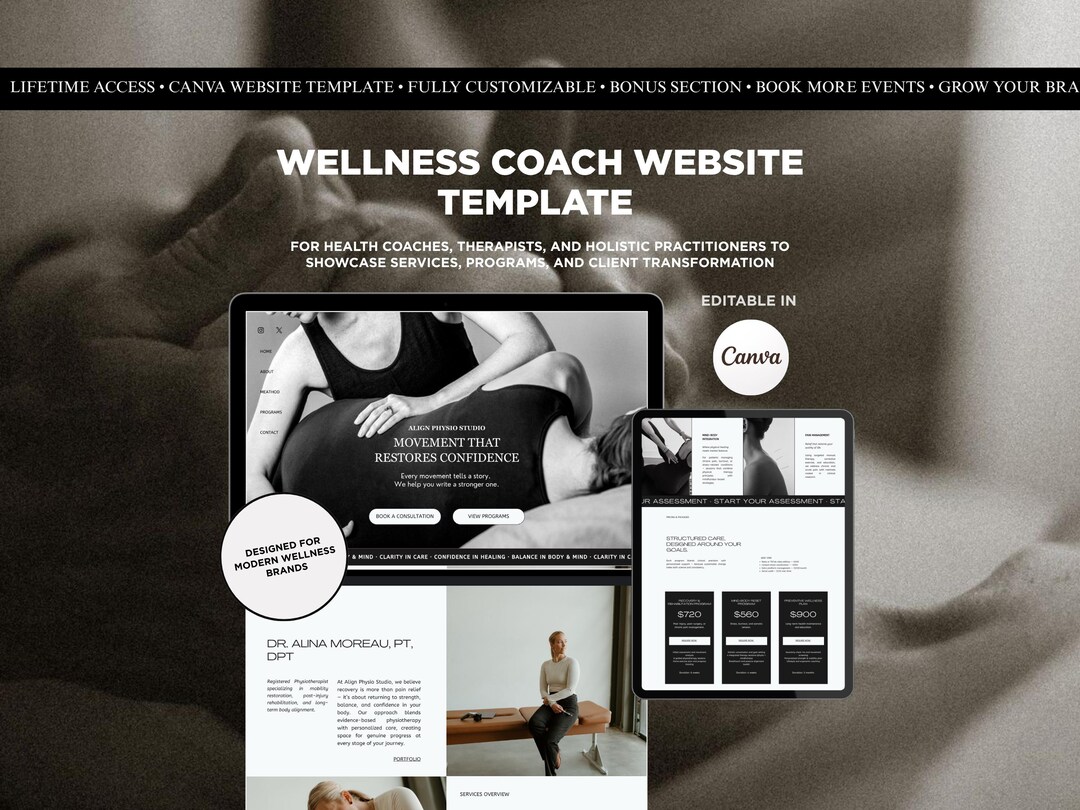 Wellness Coach Website Template Canva | Holistic Health & Health Coach ...