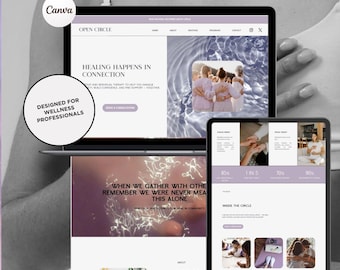 Modello di sito web per terapisti Canva / Sito web per consulenza e studio privato / Modello di sito web per salute mentale e benessere per coach