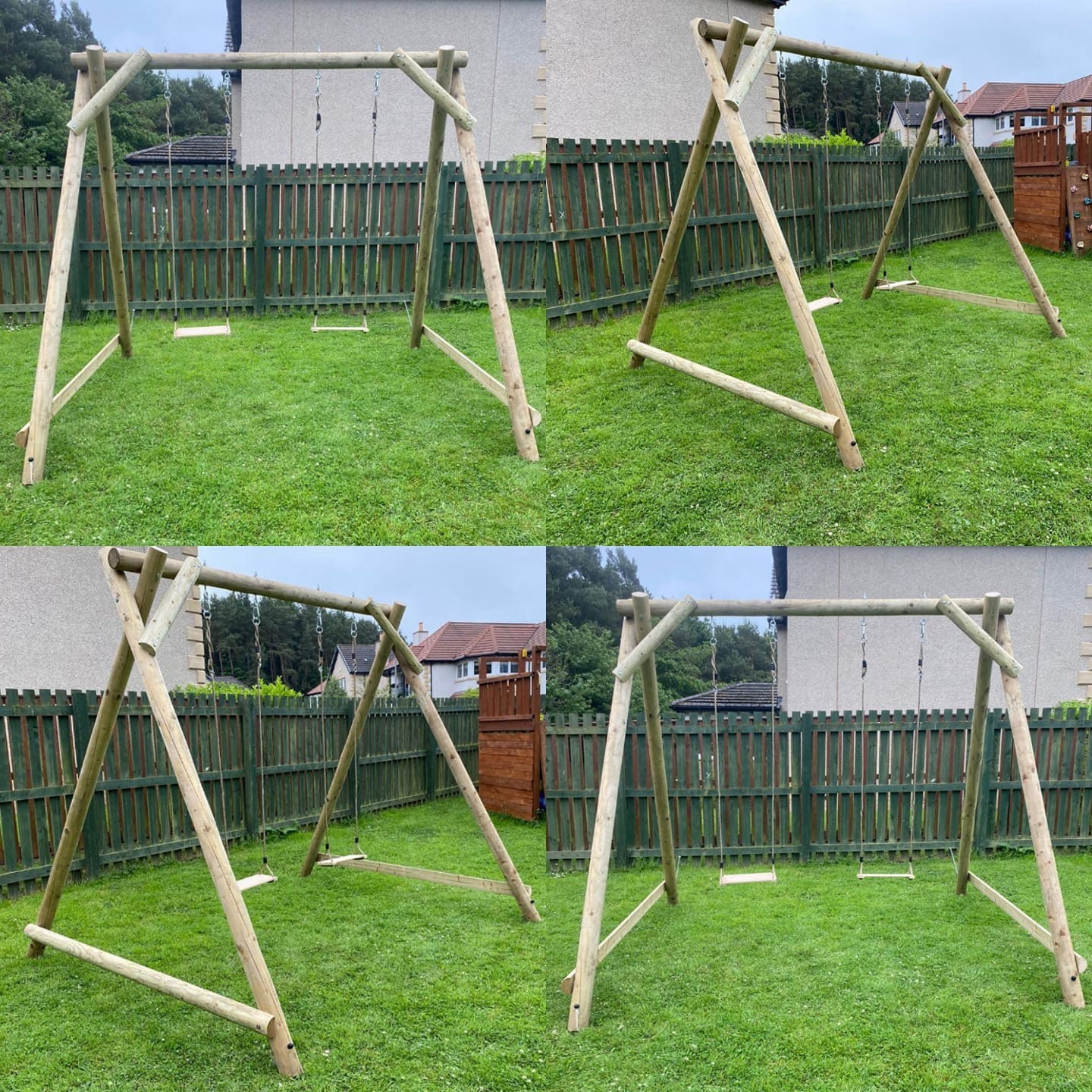 Wooden framed swing set
