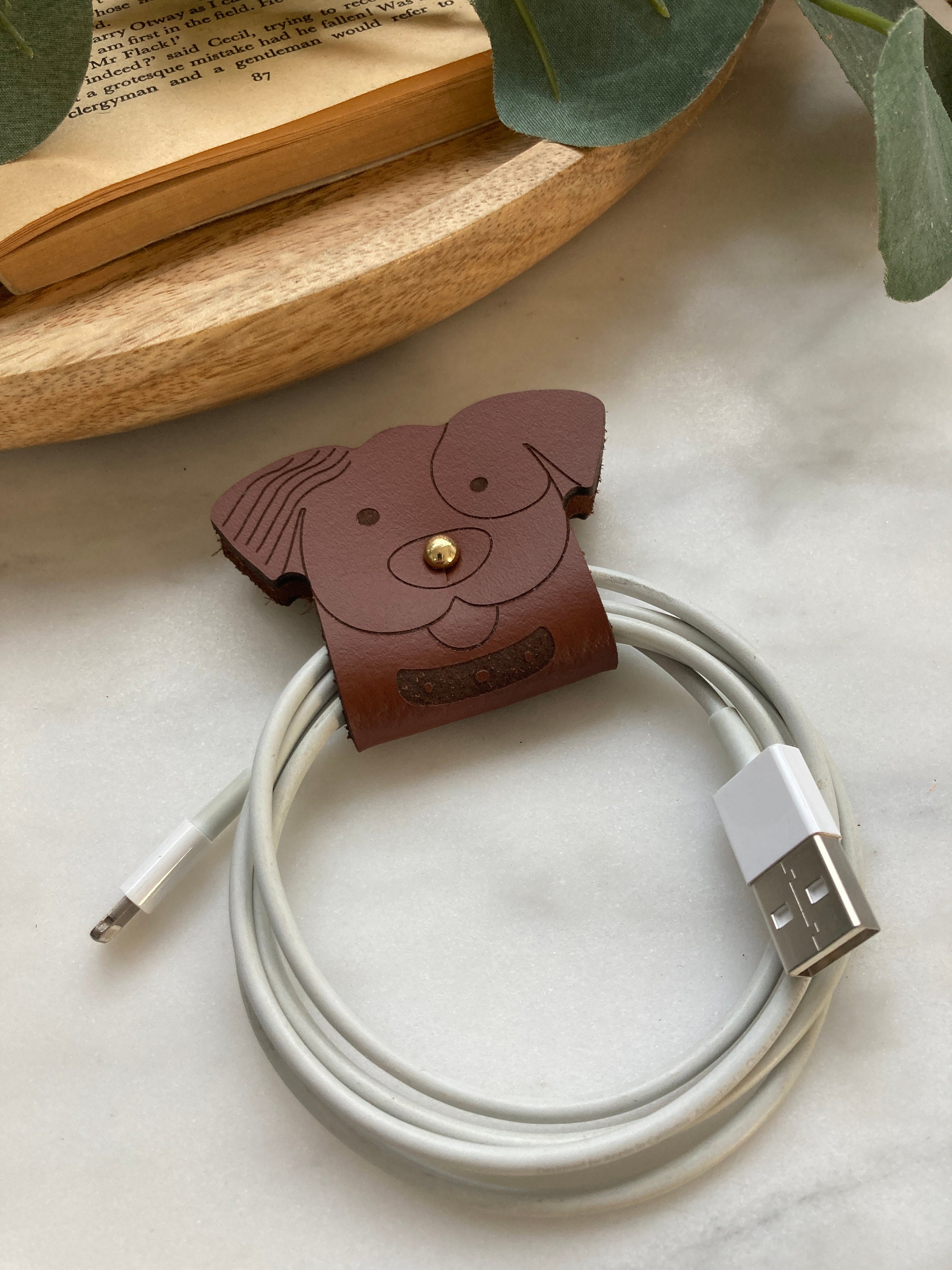 Leather Cat, Bear, Frog Cord Tidy Handmade - Etsy