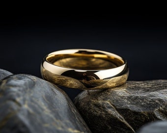 Fede nuziale classica a forma di cupola in oro massiccio da 5 mm, anello elegante e resistente per uomo o donna / Realizzata a mano nel Regno Unito / Design classico